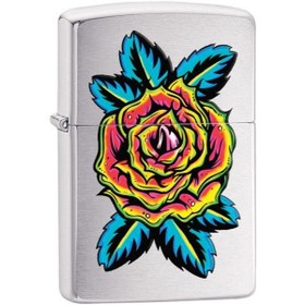 تصویر فندک اورجینال بنزینی زیپو مدل Zippo FLOWER TATTOO Zippo Red Flame