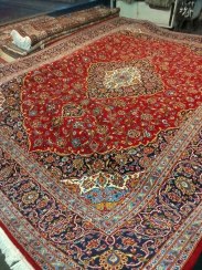 تصویر فرش دستباف جفت دوازده متری کاشان (نقشه ترنج دار لاکی) 