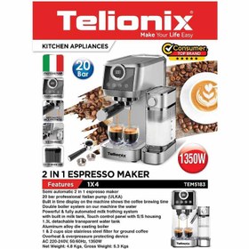 تصویر اسپرسوساز تلیونیکس مدل TEM5183 Telionox TEM5183 Espresso maker