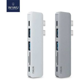 تصویر هاب تایپ سی 7 پورت ویوو WiWU T8 usb 3.0 connector type-c hub(PD/micro SD/SD Card slot/USB 3.0 port /HDMI) 