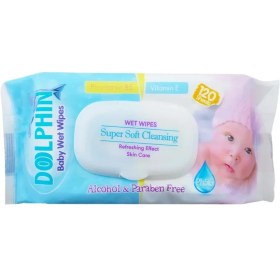 تصویر دستمال مرطوب کودک پاکتی دلفین 120 عددی Baby wet wipes