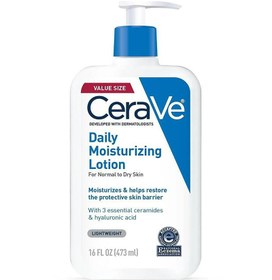 تصویر لوسیون کرم مرطوب کننده صورت و بدن سراوی Cerave حجم 473 میل اصل Moisturizing Lotion For Dry To Very Dry Skin 473ml