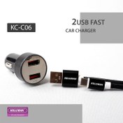 تصویر شارژر فندکی کلومن مدل KC – C06 همراه کابل USB – C مشکی گارانتی 12 ماهه تکنوپاز 