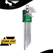 تصویر سری آلن فوق بلند ستاره ای تاپ تول مدل GAAL0924 \ TOPTUL 9 Piece Extra Long Coloured Ball End Hex Key Set 