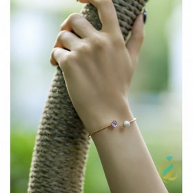 تصویر دستبند بنگل طرح نگین 