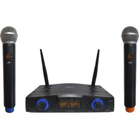 تصویر میکروفن بی سیم دو کانال پی وی مدل Wireless microphone P.V HUR302 