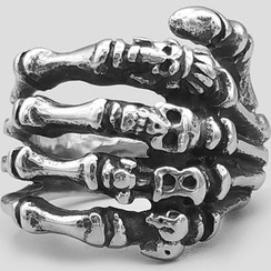 تصویر انگشتر طرح دست اسکلت مدل Bones کد Njd002 