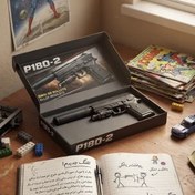 تصویر تفنگ اسباب‌بازی P180-2 مدل گلاک ۱۸ با صداخفه‌کن و لیزر 