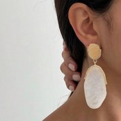 تصویر گوشواره صدفی دو شکل دو رنگ 