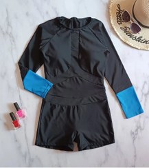 تصویر مایو شنا زنانه استیندار پادار مشکی سایز XL 