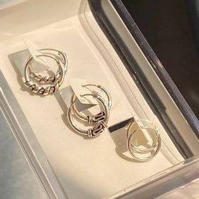 تصویر گوشواره نقره عیار ۹۲۵ پک سه عددی طرح حلقه ای 