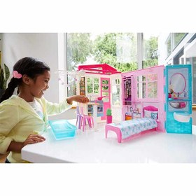 تصویر خانه قابل حمل باربی Barbie Dollhouse Playset, Multicolor - زمان ارسال 15 تا 20 روز کاری 