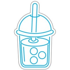 تصویر طرح نئون آبمیوه با درپوش و نی 