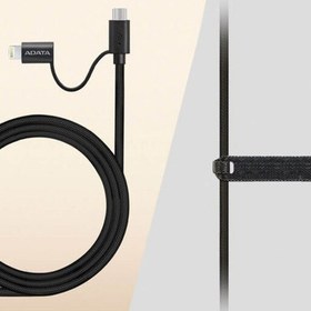 تصویر کابل تبدیل USB به microUSB/لایتنینگ ای دیتا مدل 2-IN-1 طول 2 متر 