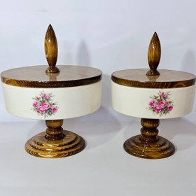 تصویر سرویس پذیرایی چوب و سرامیک ۴ تیکه 