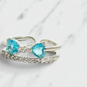 تصویر انگشتر دو قلب نگین‌دار مدل 70 