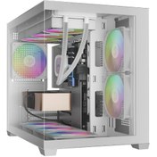 تصویر کیس کامپیوتر گیم دیاس Aura GC10M ARGB Micro Tower سفید Gamdias Aura GC10M ARGB Micro Tower White Computer Case