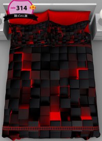تصویر روتختی تنسل 3 بعدی طرح مکعب شرکت گوزل ترکیه 4 تکه - روتختی یک نفره 