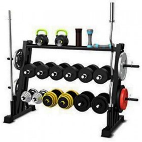 تصویر رک دمبل سه طبقه Three-tier dumbbell rack 