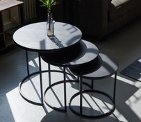 تصویر میز عسلی سه تیکه پایه فلزی - مشکی / مشکی 