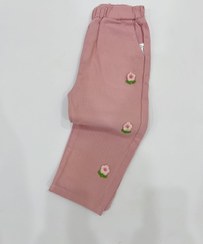 تصویر شلوار کتان نخ وارداتی دخترانه با گلدوزی برجسته pants
