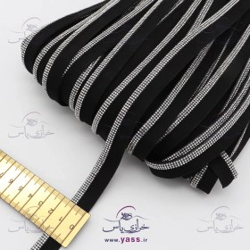 تصویر نوار مغزی نگین دار مشکی لبه نقره ای 