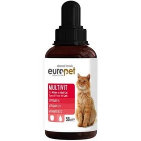 تصویر شربت مولتی ویتامین گربه یوروپت حجم 50 میلی لیتر Europet Multivit Kitten & Adult Cat 50ml