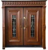 تصویر درب ضد سرقت دولنگه چوبی کد 1114 