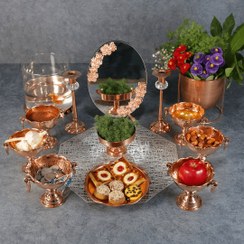 تصویر هفت سین مسی چکشی گوشواره دار Haftsin copper hammer with earrings