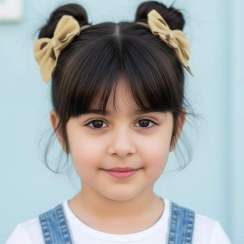 تصویر کش مو دخترانه پاپیونی خالدار 