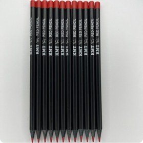 تصویر مداد قرمز سه گوش چوب مشکی KMT 