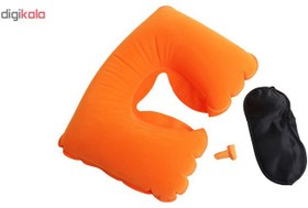 تصویر بالش بادی مدل travel selection به همراه چشم بند - آبی 