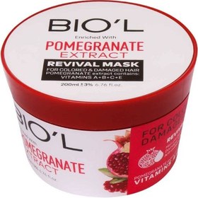 تصویر ماسک مو بیول حاوی عصاره انار مناسب موهای آسیب دیده و رنگ شده حجم ۲۰۰ میلی لیتر 