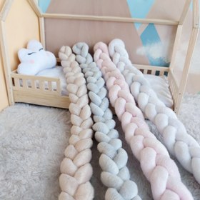 تصویر گارد تخت کودک مخمل طرح گیس بافت عرض 20 سانتیمتر baby knot bed bumper