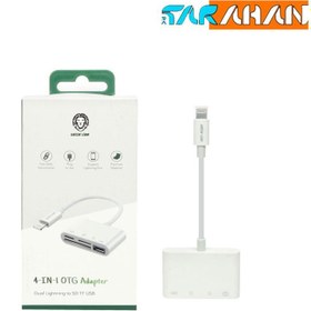 تصویر هاب لایتنینگ 4 پورت گرین لاین GN4IN1ADLG Green Lion 4-IN-1 OTG Adapter