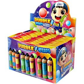 تصویر آدامس مدادی ۳ تایی بسته ی ۳۰ عددی Pencil Bubble Gum 30 sticks