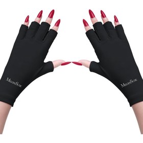 تصویر دستکش زنانه UV برای لامپ ژل ناخن برند melodysusie Women's UV Gloves for Gel Nail Lamp, Professional UPF50+ UV Protection Gloves for Manicures Summer Sun Protection Gloves
