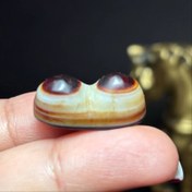 تصویر نگین سنگ عقیق سه پوست باباقوری معدنی تراش دو کوهانه کد 60587 