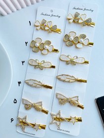 تصویر گیره مو طلایی با ۶ طرح زیبا و جذاب - گزینه 