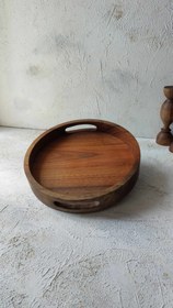 تصویر سینی چایی تمام چوب گرد 