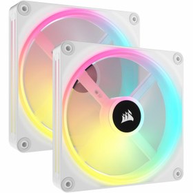 تصویر فن خنک کننده کیس کامپیوتر کورسیر مدل iCUE LINK QX140 RGB White 2-in-1 Corsair iCUE LINK QX140 RGB White 2-in-1 Computer Case Fan