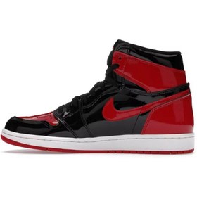 تصویر کتونی ایرجردن ۱ ساقدار مشکی قرمز/Jordan 1 Retro High OG Patent Bred 