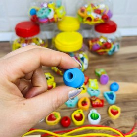 تصویر نخ ومهره چوبی سطلی 