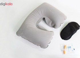 تصویر بالش بادی مدل travel selection به همراه چشم بند - آبی 