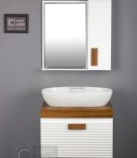 تصویر روشویی کابینتی و آینه باکس 60*40 طرح بامبو سفید چوب بیضی آرمیتاژ 