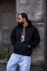 تصویر هودی مردانه مدل آستین بلند جنس نخ پنبه Men's hoodie with long sleeves made of cotton yarn