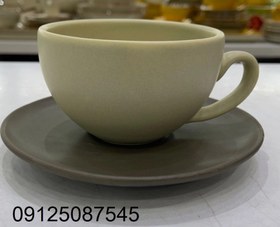 تصویر فنجان نعلبکی لته دوریکا طرح مات cup and saucer dorika