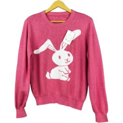 تصویر بافت زنانه دخترانه خارجی صورتی سفید مدل خرگوش کیوت 