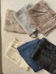 تصویر شال مجلسی حریر سنگ‌شور گل‌دوزی پاپیون – وارداتی، درجه یک و موجود در ۶ رنگ 