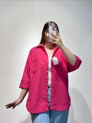 تصویر مانتو لنین فانتزی مدل پایین هلال - سرخابی 